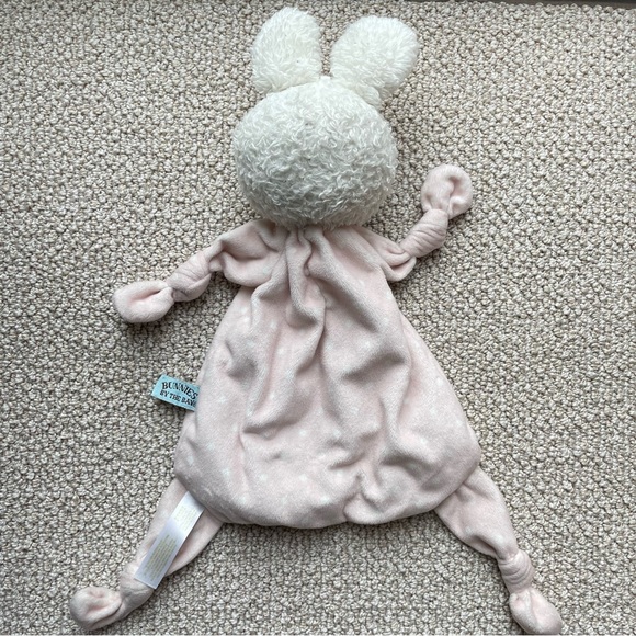 Bunnies by the Bay Pink Bunny Lovey Baby Security Blanket Knots White Polka Dots - Picture 2 of 5